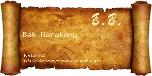 Bak Barakony névjegykártya